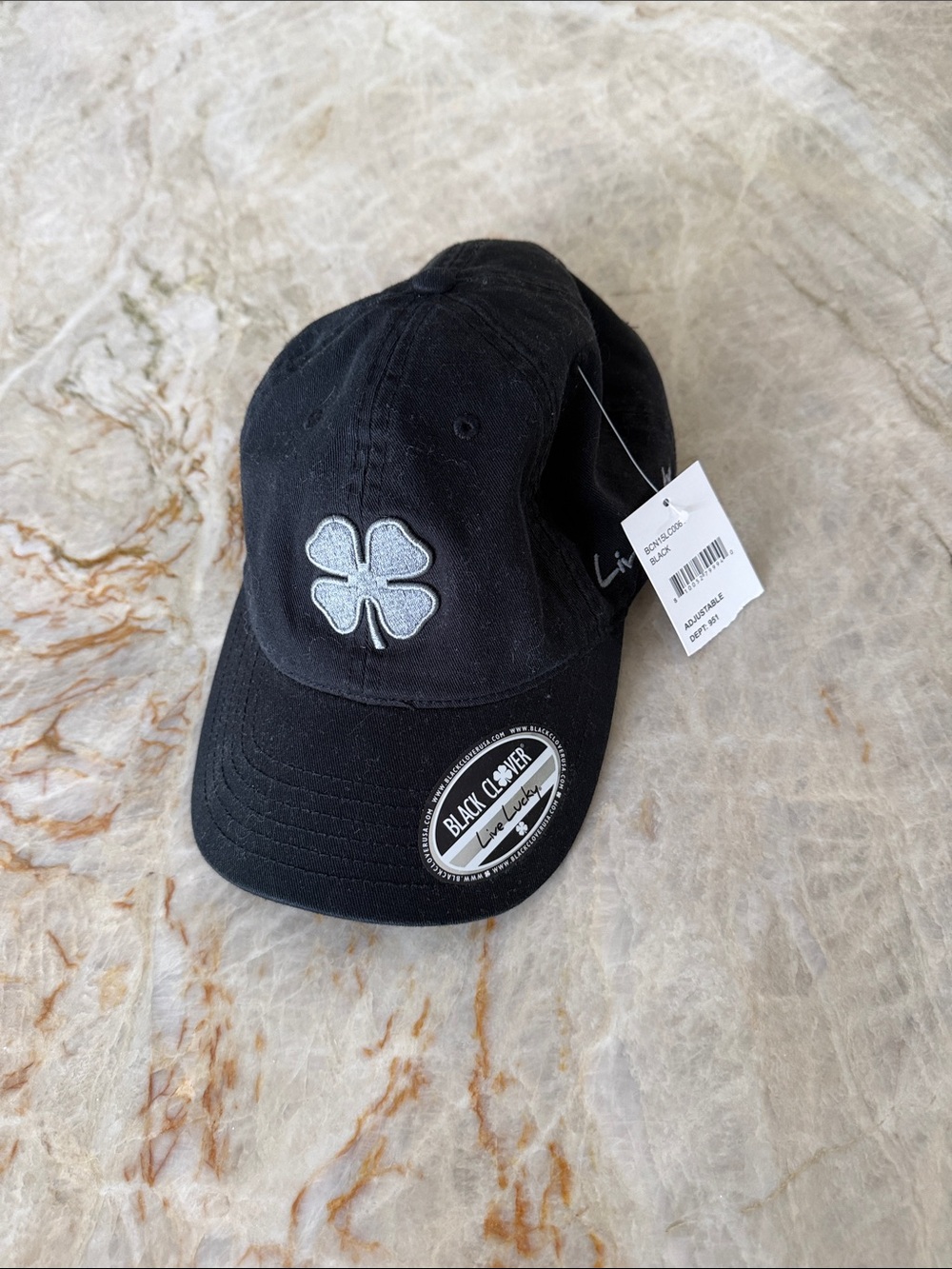 Black Clover NWT Live Lucky Men's Black Gray Baseball Cap with Embroidered Logo - Picture 3 of 6